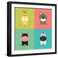 Cute Cartoon Animals-Nestor David Ramos Diaz-Framed Art Print