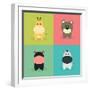 Cute Cartoon Animals-Nestor David Ramos Diaz-Framed Art Print