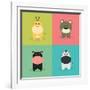 Cute Cartoon Animals-Nestor David Ramos Diaz-Framed Art Print