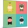 Cute Cartoon Animals-Nestor David Ramos Diaz-Mounted Art Print