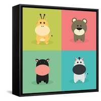 Cute Cartoon Animals-Nestor David Ramos Diaz-Framed Stretched Canvas