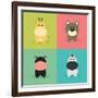 Cute Cartoon Animals-Nestor David Ramos Diaz-Framed Art Print