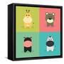 Cute Cartoon Animals-Nestor David Ramos Diaz-Framed Stretched Canvas