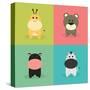 Cute Cartoon Animals-Nestor David Ramos Diaz-Stretched Canvas