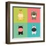 Cute Cartoon Animals-Nestor David Ramos Diaz-Framed Art Print