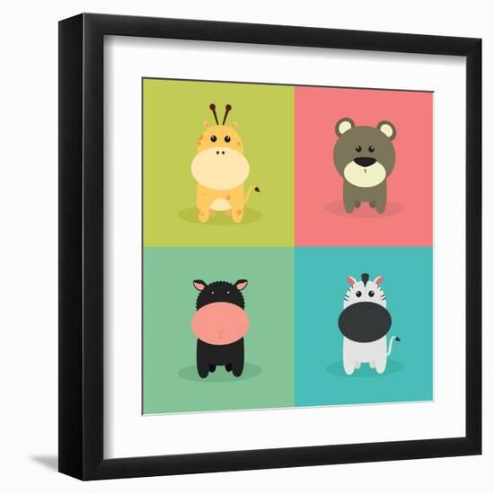 Cute Cartoon Animals-Nestor David Ramos Diaz-Framed Art Print