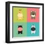 Cute Cartoon Animals-Nestor David Ramos Diaz-Framed Art Print