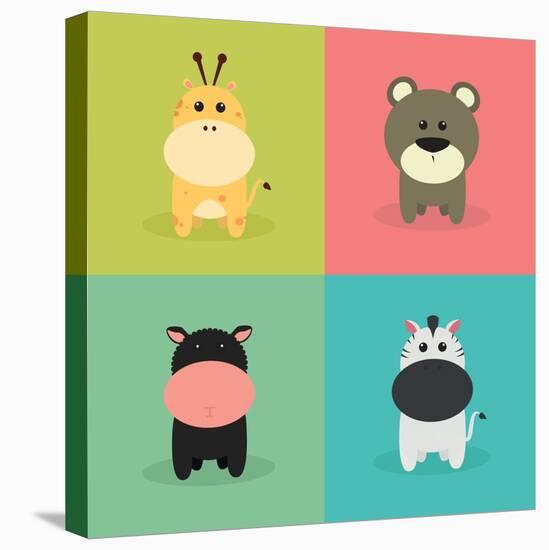 Cute Cartoon Animals-Nestor David Ramos Diaz-Stretched Canvas