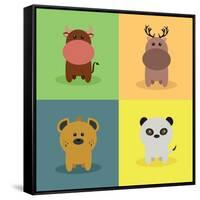 Cute Cartoon Animals-Nestor David Ramos Diaz-Framed Stretched Canvas