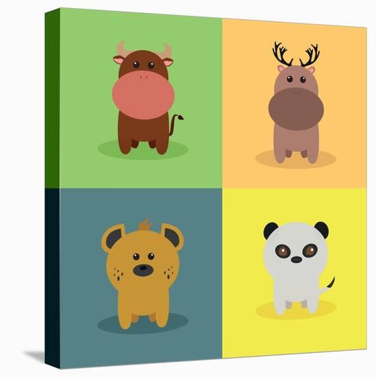 Cute Cartoon Animals-Nestor David Ramos Diaz-Stretched Canvas