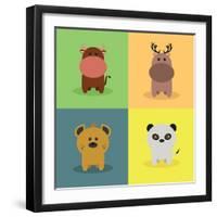 Cute Cartoon Animals-Nestor David Ramos Diaz-Framed Art Print