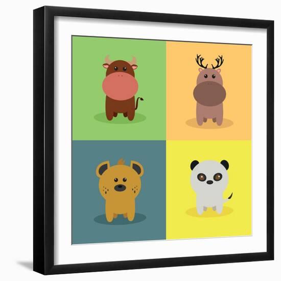 Cute Cartoon Animals-Nestor David Ramos Diaz-Framed Art Print