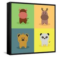 Cute Cartoon Animals-Nestor David Ramos Diaz-Framed Stretched Canvas