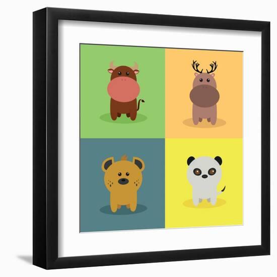 Cute Cartoon Animals-Nestor David Ramos Diaz-Framed Art Print