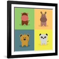 Cute Cartoon Animals-Nestor David Ramos Diaz-Framed Art Print