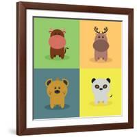 Cute Cartoon Animals-Nestor David Ramos Diaz-Framed Art Print