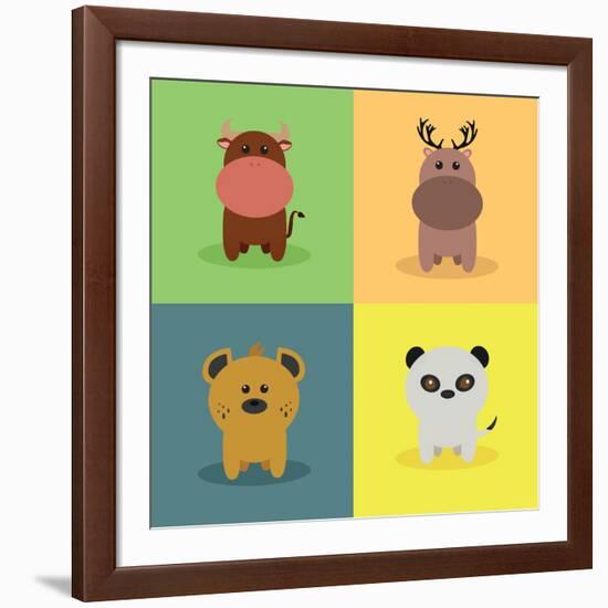 Cute Cartoon Animals-Nestor David Ramos Diaz-Framed Art Print