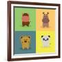 Cute Cartoon Animals-Nestor David Ramos Diaz-Framed Art Print