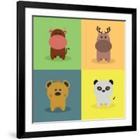 Cute Cartoon Animals-Nestor David Ramos Diaz-Framed Art Print