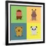 Cute Cartoon Animals-Nestor David Ramos Diaz-Framed Art Print