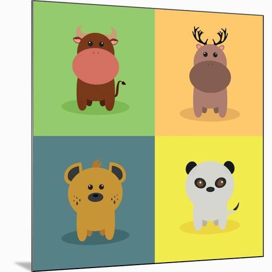 Cute Cartoon Animals-Nestor David Ramos Diaz-Mounted Art Print