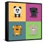 Cute Cartoon Animals-Nestor David Ramos Diaz-Framed Stretched Canvas