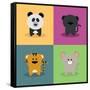 Cute Cartoon Animals-Nestor David Ramos Diaz-Framed Stretched Canvas