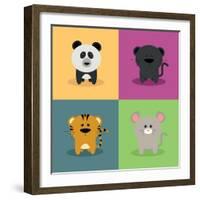 Cute Cartoon Animals-Nestor David Ramos Diaz-Framed Art Print