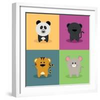 Cute Cartoon Animals-Nestor David Ramos Diaz-Framed Art Print