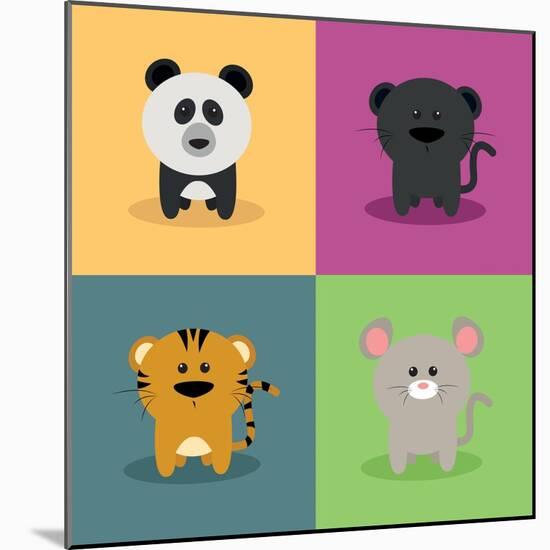 Cute Cartoon Animals-Nestor David Ramos Diaz-Mounted Art Print