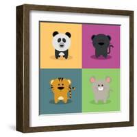 Cute Cartoon Animals-Nestor David Ramos Diaz-Framed Art Print