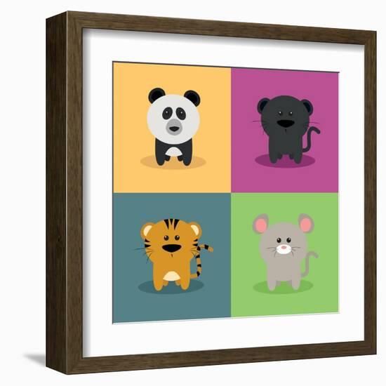 Cute Cartoon Animals-Nestor David Ramos Diaz-Framed Art Print