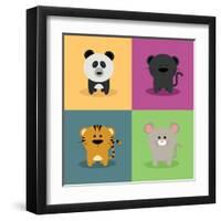 Cute Cartoon Animals-Nestor David Ramos Diaz-Framed Art Print