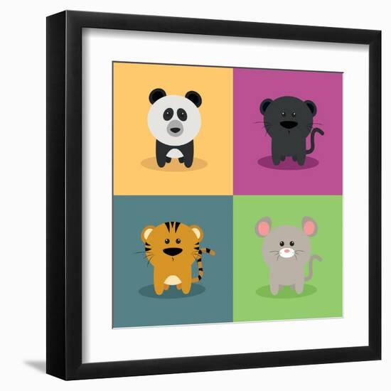 Cute Cartoon Animals-Nestor David Ramos Diaz-Framed Art Print