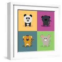 Cute Cartoon Animals-Nestor David Ramos Diaz-Framed Art Print