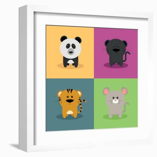 Cute Cartoon Animals-Nestor David Ramos Diaz-Framed Art Print