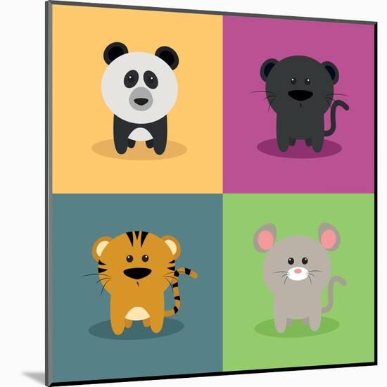 Cute Cartoon Animals-Nestor David Ramos Diaz-Mounted Art Print