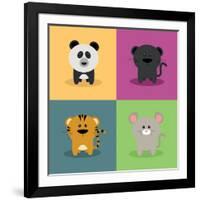 Cute Cartoon Animals-Nestor David Ramos Diaz-Framed Art Print