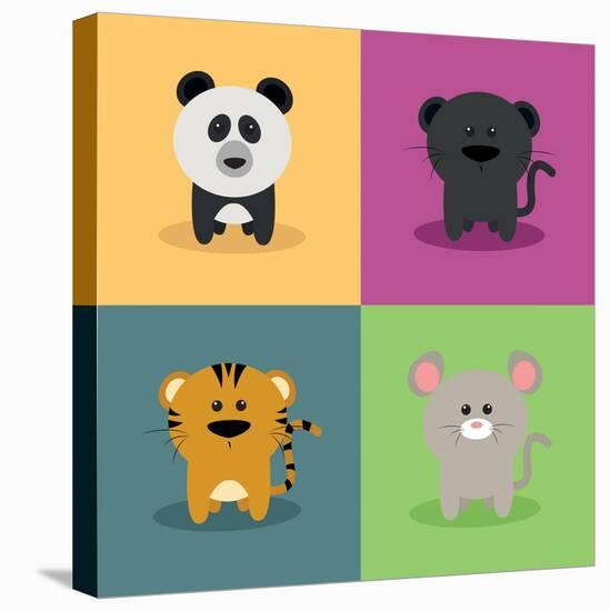 Cute Cartoon Animals-Nestor David Ramos Diaz-Stretched Canvas