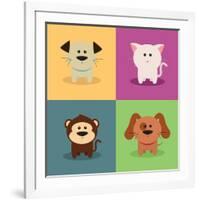 Cute Cartoon Animals-Nestor David Ramos Diaz-Framed Art Print