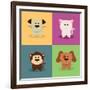 Cute Cartoon Animals-Nestor David Ramos Diaz-Framed Art Print