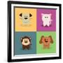 Cute Cartoon Animals-Nestor David Ramos Diaz-Framed Art Print