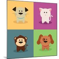 Cute Cartoon Animals-Nestor David Ramos Diaz-Mounted Art Print