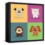 Cute Cartoon Animals-Nestor David Ramos Diaz-Framed Stretched Canvas