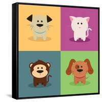 Cute Cartoon Animals-Nestor David Ramos Diaz-Framed Stretched Canvas