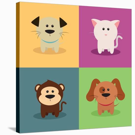 Cute Cartoon Animals-Nestor David Ramos Diaz-Stretched Canvas