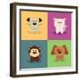 Cute Cartoon Animals-Nestor David Ramos Diaz-Framed Art Print