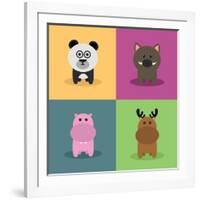 Cute Cartoon Animals-Nestor David Ramos Diaz-Framed Art Print