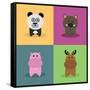 Cute Cartoon Animals-Nestor David Ramos Diaz-Framed Stretched Canvas