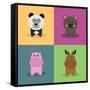 Cute Cartoon Animals-Nestor David Ramos Diaz-Framed Stretched Canvas